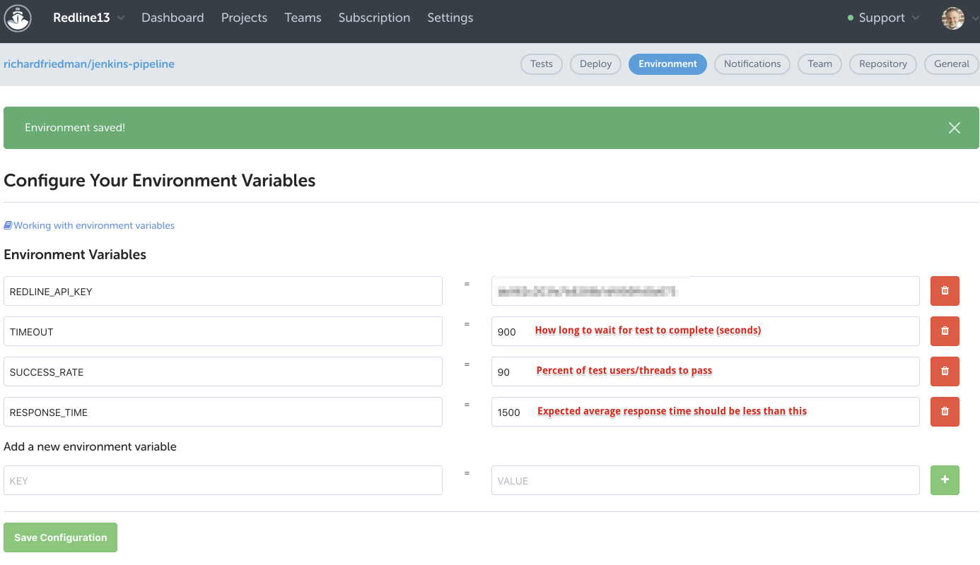 Setting environment variables in Codeship at the project level